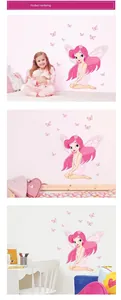 Wandsticker Set mit rosa Fee und Schmetterlingen für Kinderzimmer und Mädchenzimmer
