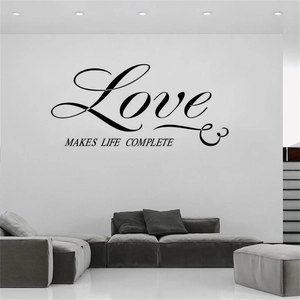 Minimalist black Love wall sticker for living room decor makes life complete art