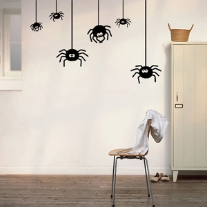 Halloween decorative black spider wall stickers for home living room and bedroom decor