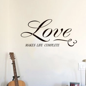 Elegant black Love wall sticker with inspirational English quote for living room decor