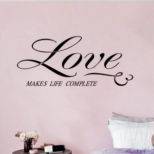 Love MAKES LIFE COMPLETE artistic vinyl wall decal for bedroom or living room decoration