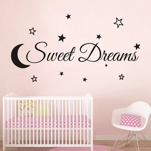 Creative Sweet Dreams wall stickers with moon and stars for nursery and kids bedroom decor