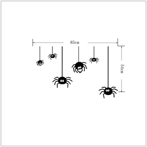 Detailed dimensions of 85x54cm for black cartoon spider Halloween wall stickers set