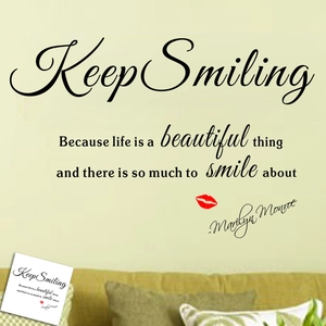 Sticker mural Marilyn Monroe Keep Smiling avec lèvres rouges décor de maison