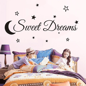 Detail of Sweet Dreams wall stickers with moon and stars for children's bedroom decor