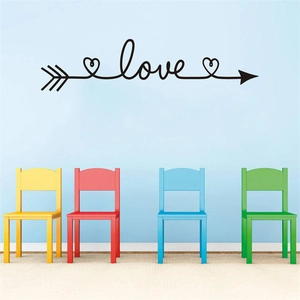 Sticker Mural Flèche Amour Cœur PVC Imperméable Décalcomanie d'Art Moderne Minimaliste Noir Poster pour Salon Chambre Enfant Décoration