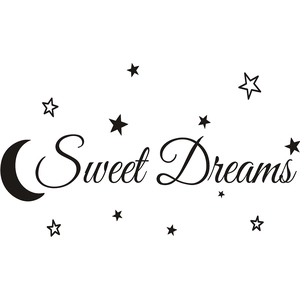 Sweet Dreams wall decal with black moon and stars for living room and bedroom decor