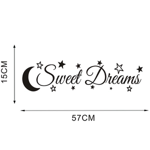 Detail showing Sweet Dreams wall sticker dimensions of 57cm wide and 15cm high