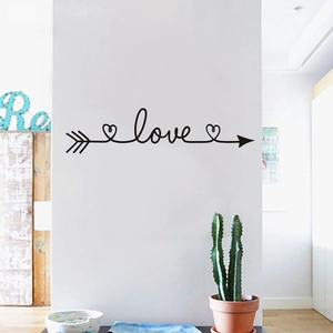 Sticker mural flèche love noir minimaliste pour décoration de salon et chambre à coucher