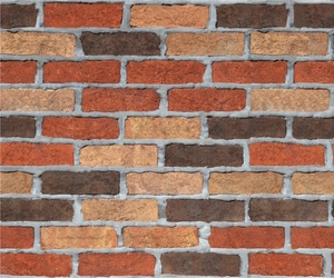 Self-adhesive 3D retro brick wallpaper with textured stones in mixed brown and red tones