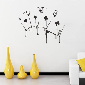 Modern black dripping ace poker cards wall sticker for living room interior decor