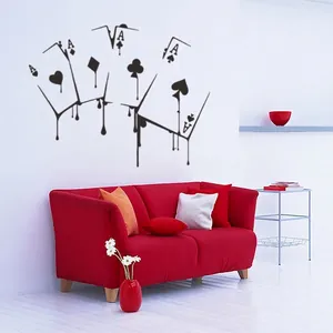 Creative Dripping Ace Poker Cards Wall Sticker PVC Waterproof Removable Home Decor For Living Room Bedroom TV Background