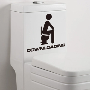 Creative Downloading Figure Toilet Sticker Funny Bathroom Wall Decal PVC Waterproof Removable Home Decor Restroom Sign DIY Mural