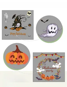 Detail of high-quality printed Halloween stickers with pumpkin and ghost motifs