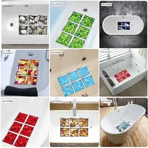 3D Visual Non-slip Bathtub Stickers Waterproof PVC Decorative Bathroom Floor Appliques For Tub Shower Surfaces Safety Decoration