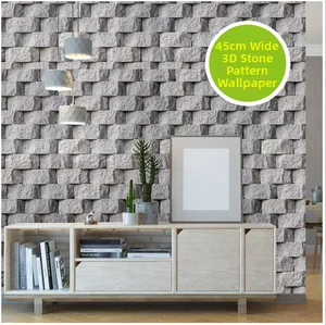 Detail of 3D stone texture wallpaper with 45cm width for modern living room decor