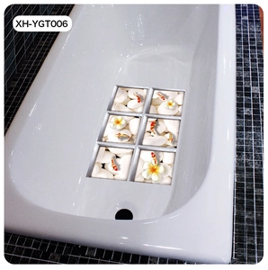 Self-adhesive waterproof 3D bathtub stickers with koi fish and pebbles pattern