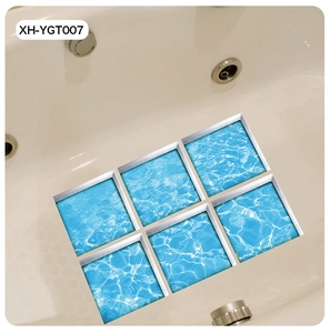 Self-adhesive waterproof bathtub stickers with blue water ripple pattern set of 6
