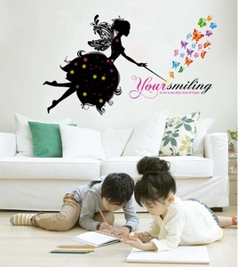 Fairy Butterfly Wall Sticker With Inspirational Quote PVC Black Silhouette Colorful Decal For Living Room Bedroom Decor