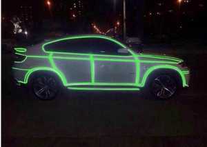Luminous green fluorescent safety warning tape for car body decoration and home skirting