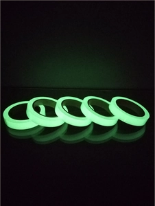 Luminous glow in the dark tape set with 5 rolls of neon green safety warning strips