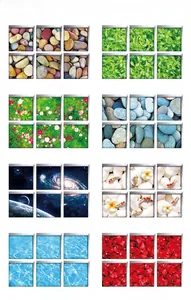 Selection of waterproof self-adhesive 3D bathtub stickers with various nature patterns