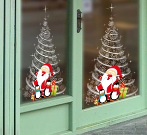 Autocollants de fenêtre sapin de Noël et Père Noël pour décorations de vitrine festives