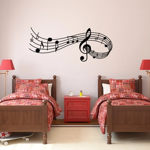 Adesivi murali con note musicali nere per decorazione ufficio o soggiorno