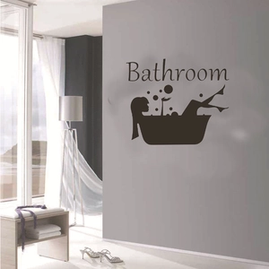 Modern black matte Bathroom wall decal featuring a silhouette figure on a grey wall