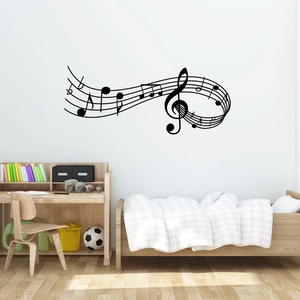Adesivo da Parete Creativo Note Musicali PVC Impermeabile Pentagramma Chiave di Violino Decalcomania per Soggiorno Ufficio Casa
