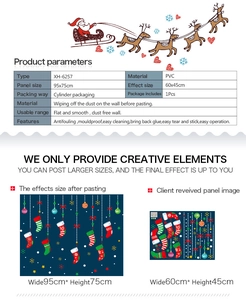 Guide des tailles et disposition du sticker mural de Noël pour fenêtre XH-6257