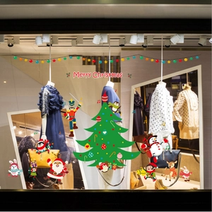 Stickers de Noël pour fenêtres avec Père Noël, renne et lumières pour décor de fête