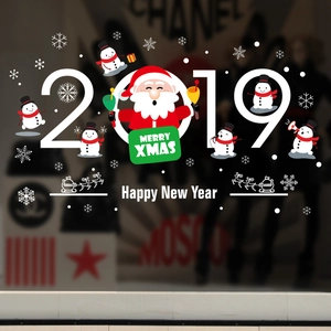 Stickers de Noël blancs pour vitres avec Père Noël et flocons pour décoration de fête vitrée