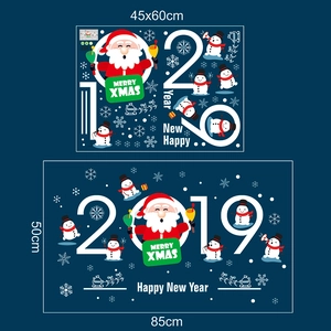 Stickers de Noël pour vitrines avec Père Noël et bonhommes de neige, deux tailles