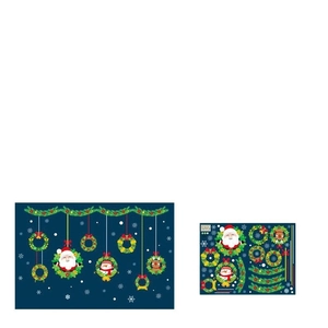 Stickers de Noël avec Père Noël, renne et couronnes pour décoration de vitres