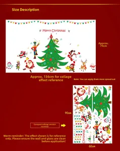 Tableau des tailles d'autocollants Noël montrant le rendu 136x79cm et la planche 60x90cm