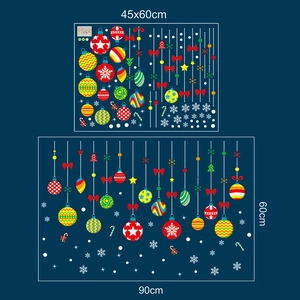 Stickers de Noël colorés pour fenêtres et murs avec flocons et boules décoratifs