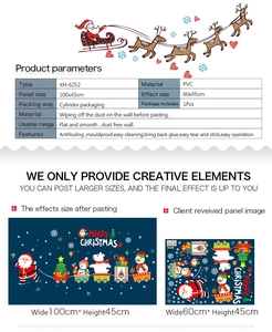 Détails du sticker mural Père Noël en PVC avec dimensions et informations de mise en page