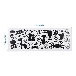 Black cartoon cat wall stickers for nursery DIY decoration 70x25cm size sheet