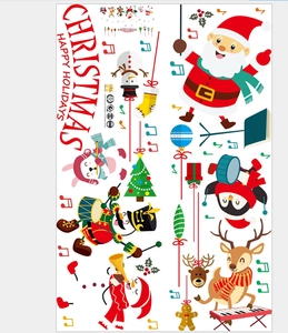 Christmas wall stickers set with Santa reindeer and snowman for holiday window decor