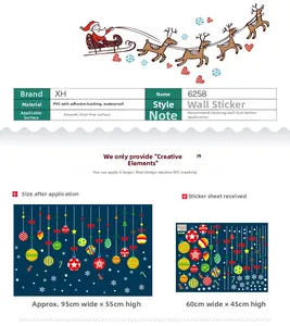 Détail d'autocollants de Noël DIY en PVC avec des dimensions de 95x55cm