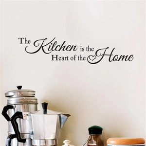 Sticker mural noir The Kitchen is the Heart of the Home pour décoration de cuisine