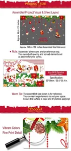 Christmas wall stickers with Santa and snowman for window decor, size 148x99cm
