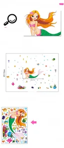 Detail view of DIY mermaid wall sticker set dimensions 165x110cm for bedroom decor