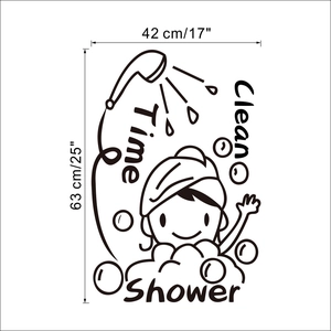 Size chart showing dimensions of the cartoon boy shower wall sticker 42x63cm