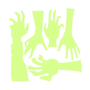 Five-piece set of Halloween glow-in-the-dark bat arm stickers for wall and home decor