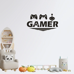 Gamer wall decal with controller icons for boys bedroom and game room decor