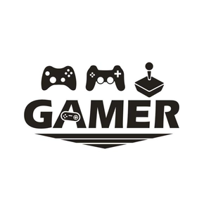 Detail of gamer wall decal featuring black modern and classic controller icons