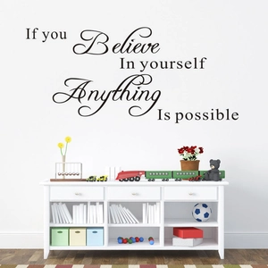 Sticker Mural Citation Inspirante If You Believe In Yourself PVC Imperméable Peinture Murale DIY Pour Salon Chambre Bureau Décor