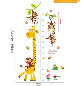 DIY giraffe en aap lengtemeter muursticker met meetschaal voor de kinderkamer